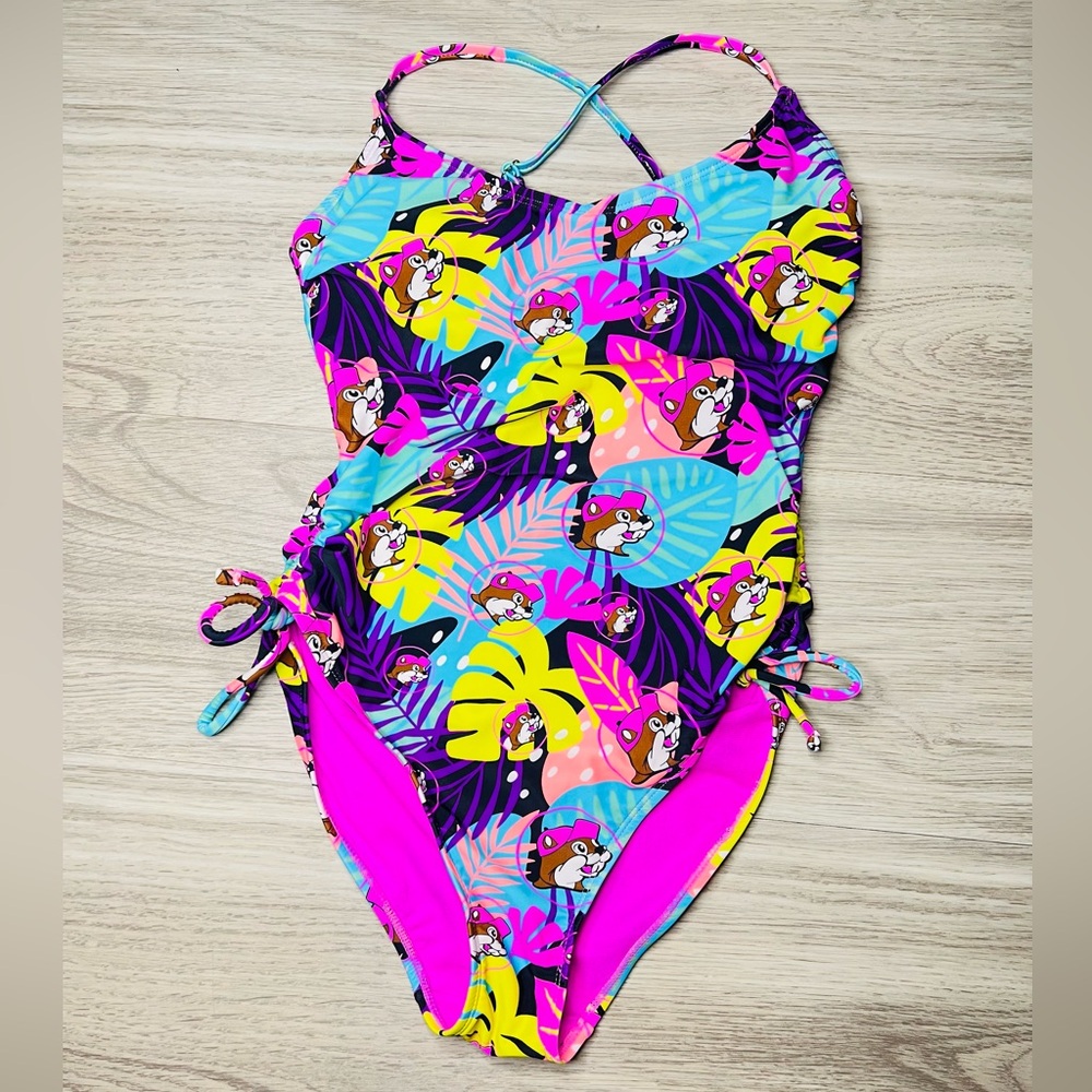 Buc-ee's Tropical Print Women's One-Piece Swimsuit Sz Small